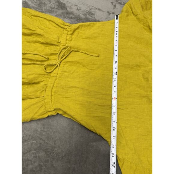 Black Crane Pea Jumpsuit Gold Linen XS Balloon Leg Minimalist Made in USA - Picture 10 of 14